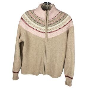Lamb's Wool Cashmere Cardigan Womens Sz L‎ Eddie Bauer Collectibles Full Zip
